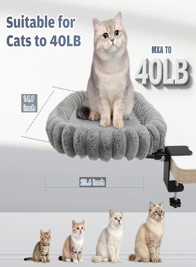 IPOW Cat Desk Bed Heavy Duty Steel Frame Supports up to 50lbs & 90°Foldable Space-Saving with Soft Ultra-Plush Faux Fur for Small Medium Large Cats - Image 2